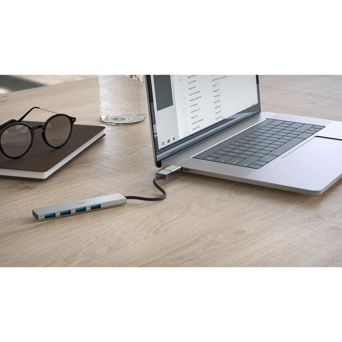 Hama USB 4 Port Hub Ultraslim 3.2 Gen | Multiport USB Hub with HDMI, USB & PD Charging | Compatible with Laptop, MacBook & Windows PC