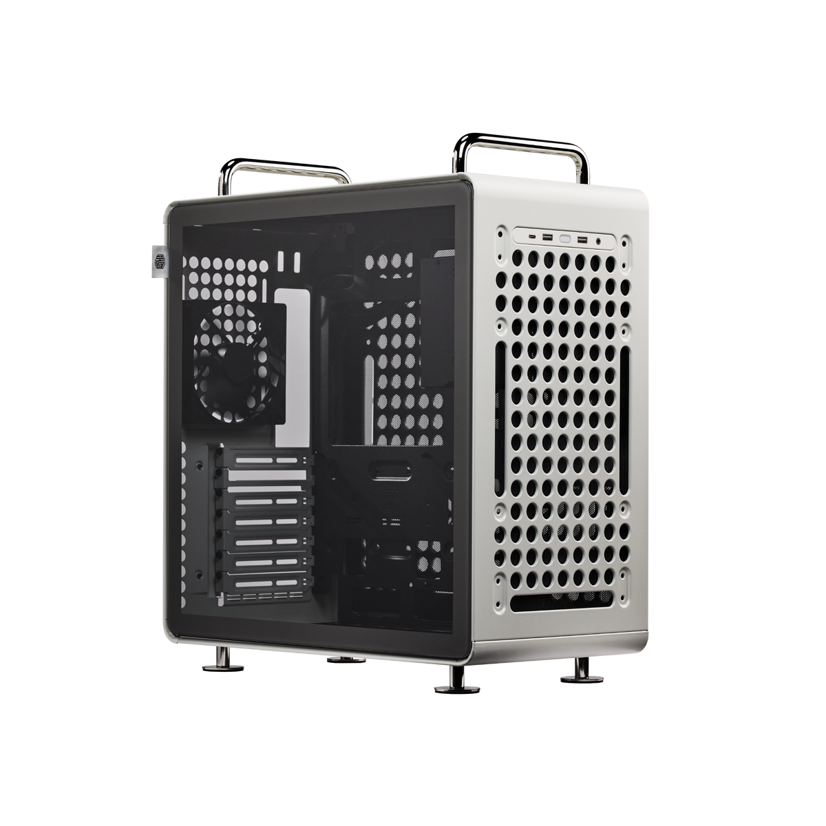 Cooler Master Qube 540 tempered glass side panel view