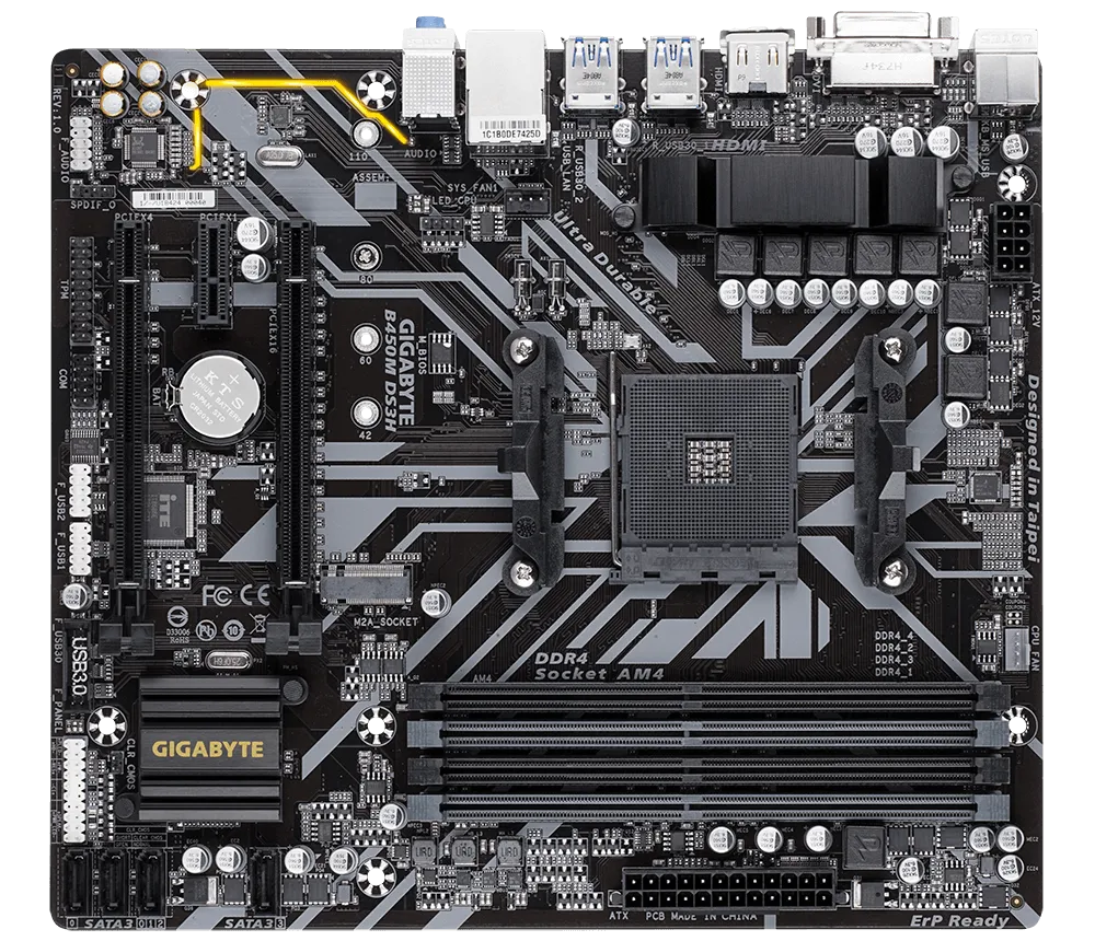 Gigabyte B450M Ds3H Motherboard-Motherboards-GIGABYTE-computerspace
