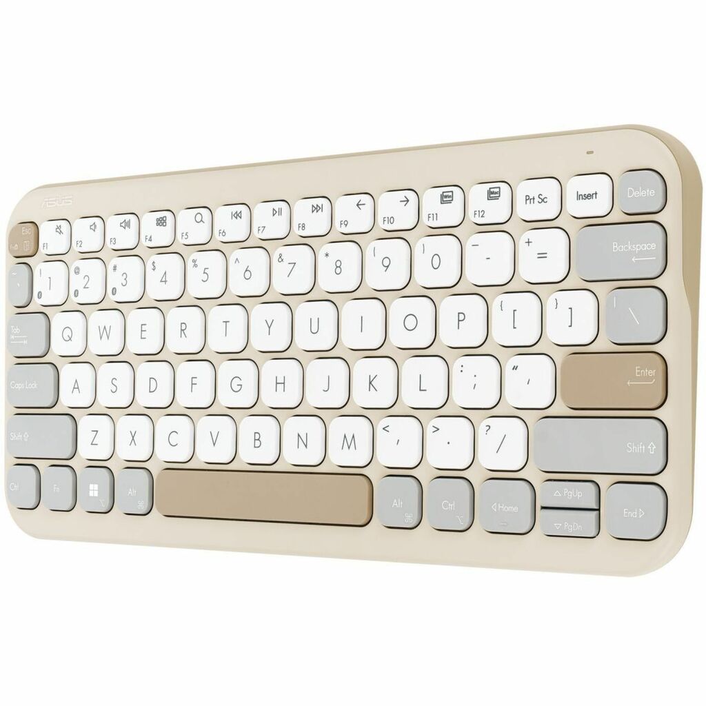 ASUS Marshmallow Kw100 Keyboard, Supports Up to 3 Devices, 1.6Mm Key Travel, Scissor Keys, Compact & Lightweight Keyboard, Bluetooth