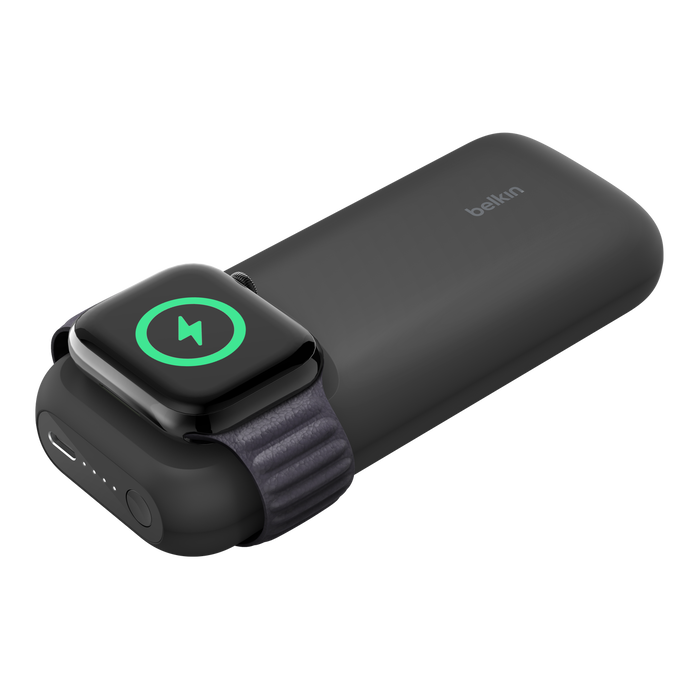 Belkin 10000 mAh Power Bank with 7.5W Fast Wireless Apple Watch & AirPods Pro (2nd Generation) Charger, 20W USB-C PD Port - Black-Power Bank-Belkin-computerspace