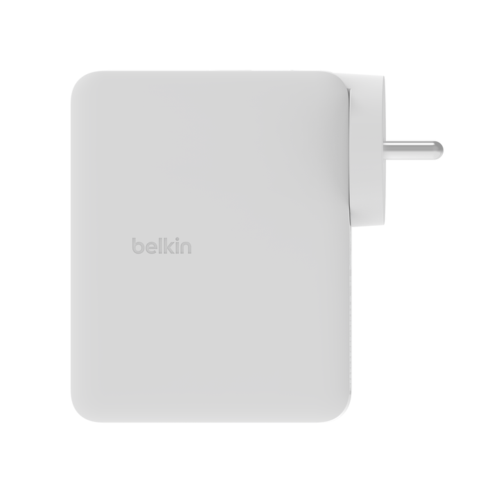 Belkin 140W GaN 4-Port (3X USB-C and 1x USB-A) PD 3.1 Fast Wall Charger, Compact Size, Compatible with MacBook Pro, MacBook Air, USB-C Laptops, iPhone 15 & Other USB-C Devices - White-Power Adapters & Chargers-Belkin-computerspace