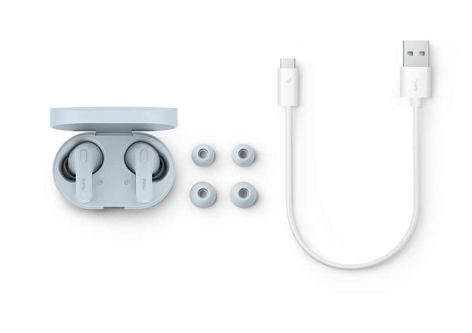 Philips True Wireless Headphones TAT1108/00 AI mic Custom 6 mm drivers Up to 15 hours play time with the case
