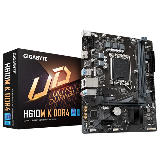Gigabyte H610M K PCIe 4.0* Design, Gen3 x4 M.2, GbE LAN, Anti-Sulfur Resistor, Smart Fan 6 Motherboard-Motherboards-Gigabyte-computerspace