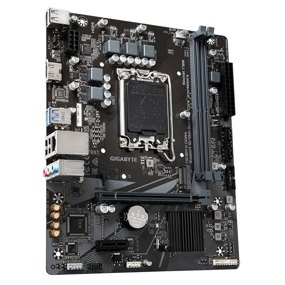 Gigabyte H610M K PCIe 4.0* Design, Gen3 x4 M.2, GbE LAN, Anti-Sulfur Resistor, Smart Fan 6 Motherboard-Motherboards-Gigabyte-computerspace