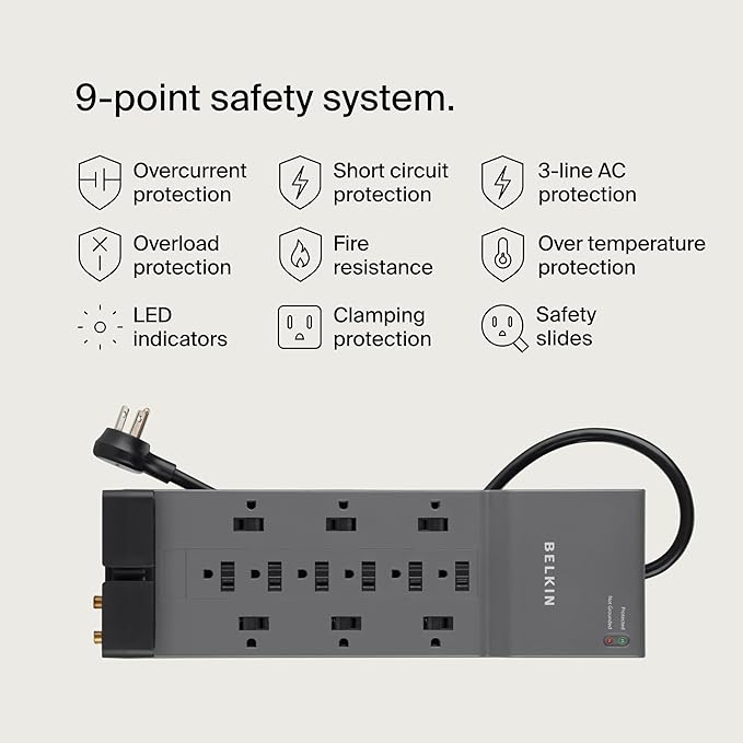 Belkin 12-Outlet Home/ice Surge Protector with 8 ft. Cord, Telephone and Coaxial Protection