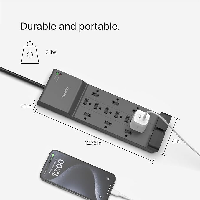Belkin 12-Outlet Home/ice Surge Protector with 8 ft. Cord, Telephone and Coaxial Protection