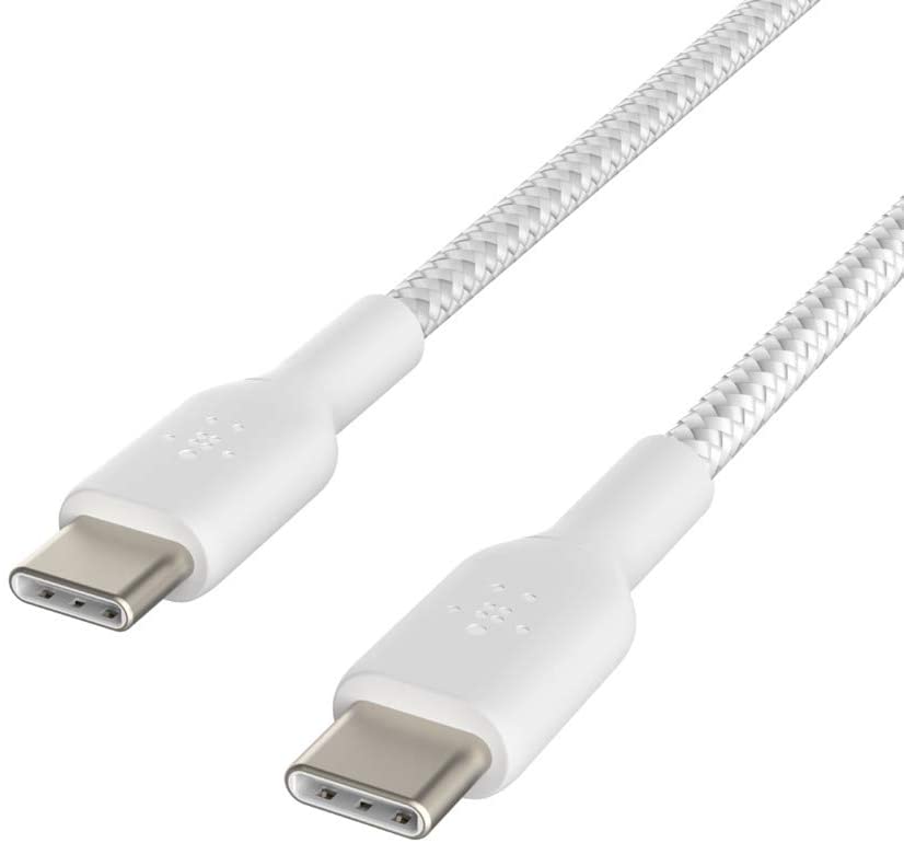 Belkin USB C to USB C Fast Charging Type C Cable Tough Unbreakable Braided Nylon Material, 60W PD, 3.3 feet (1 Meter) – Black, USB-IF Certified-Cables-Belkin-White-computerspace