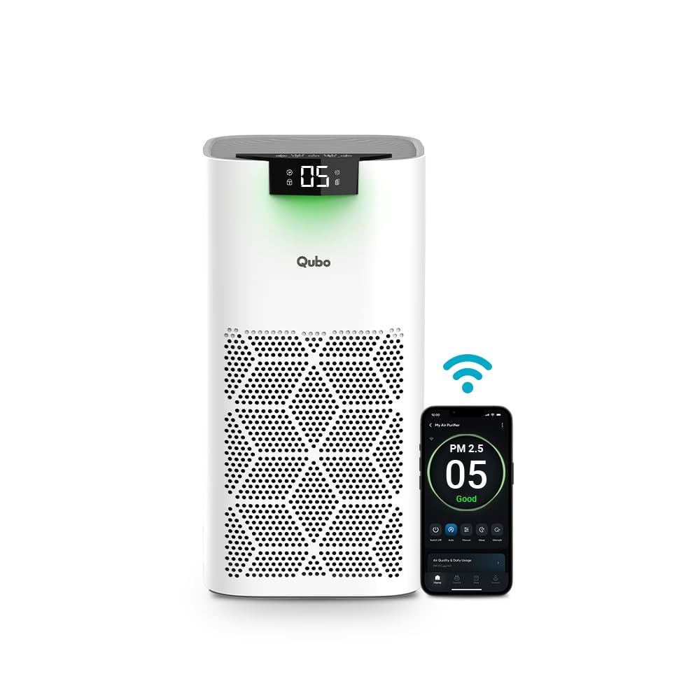 Qubo Smart Air Purifier Q500 for Home by Hero Group | 500 Sqft | 99.99% Allergen Removal |4-Layer True HEPA H13 Filter | 9000 Hrs Filter Life | App & Voice Control | Quiet Night Mode | BLDC Motor