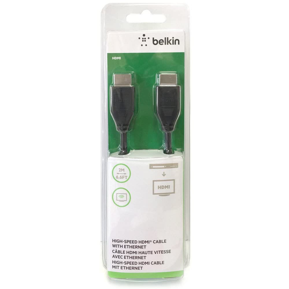 Belkin 2 Meter (6.6 Feet) High-Speed Nickel-Plated HDMI Cable, Supports 3D, 4K, 1080p, Audio Return and Ethernet for TV - Black-Computerspace-computerspace
