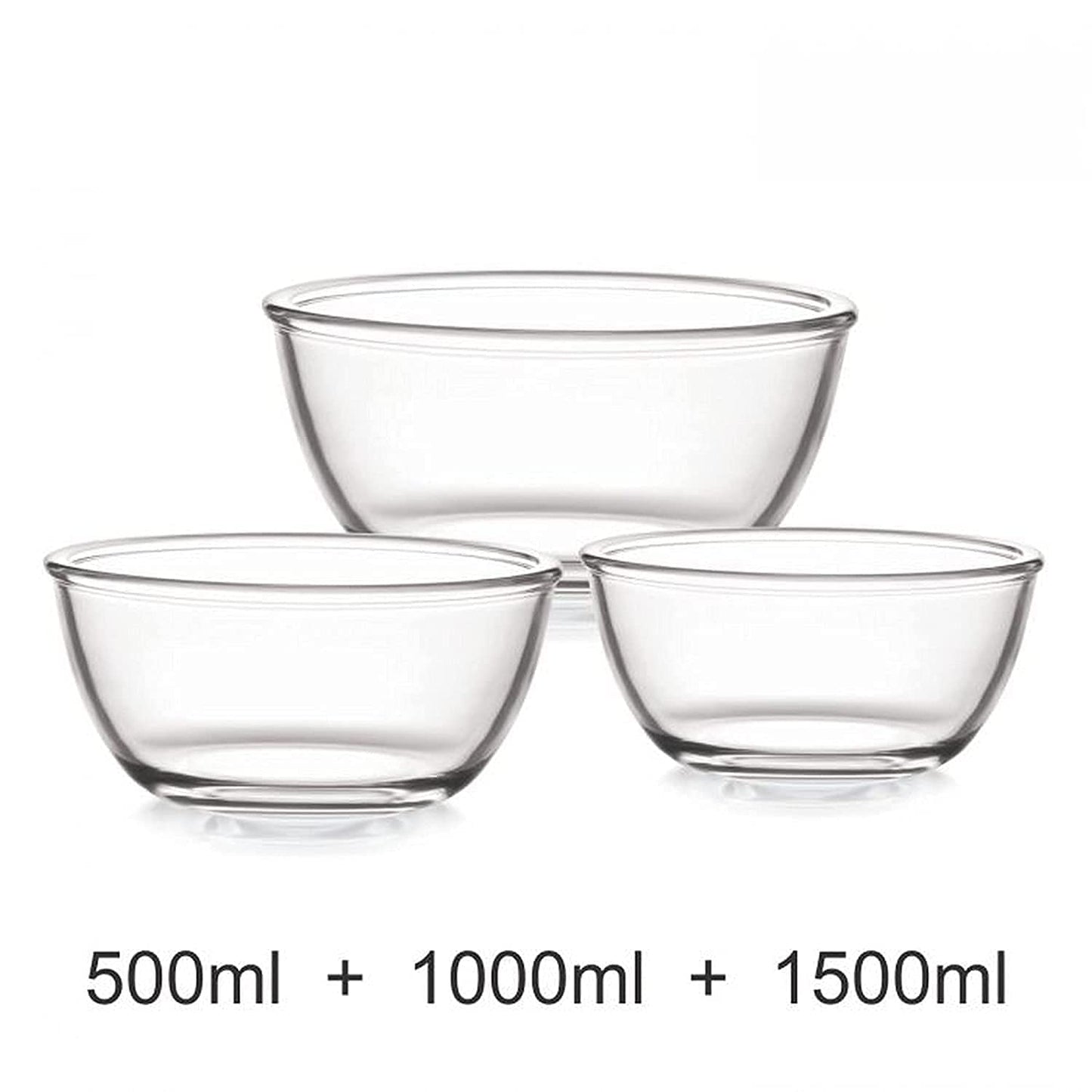 CELLO Ornella Toughened Glass Mixing Bowl Without Lid | Microwave Safe & Dishwasher Safe | Clear & Non- Porous Glass | Scratch Resistant | Transparent