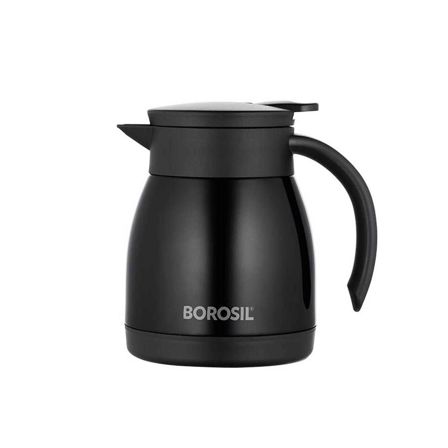 Borosil Stainless Steel 500ml Teapot with Handle | Double Wall Vacuum Insulated Thermosteel Carafe | BPA Free Jug for Tea/Coffee & Juice | 12 Hours Hot & 14 Hours Cold | 1 Year Warranty, Black