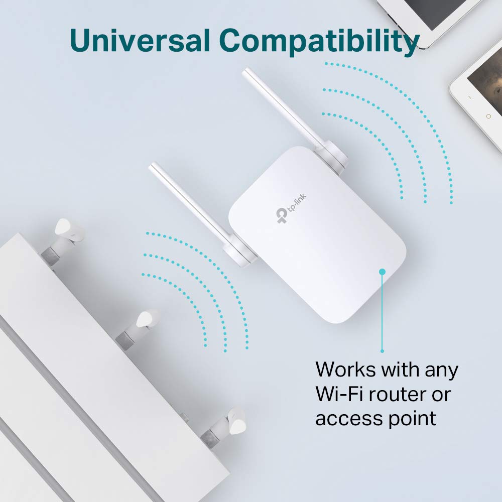 TP-Link TL-WA855RE, Single Band 300Mbps RJ45 Wireless Range Extender, Wi-Fi Booster, Broadband/Wi-Fi Extender, Hotspot with 1 Ethernet Port, Plug and Play, Access Point Mode, 2 External Antennas,White