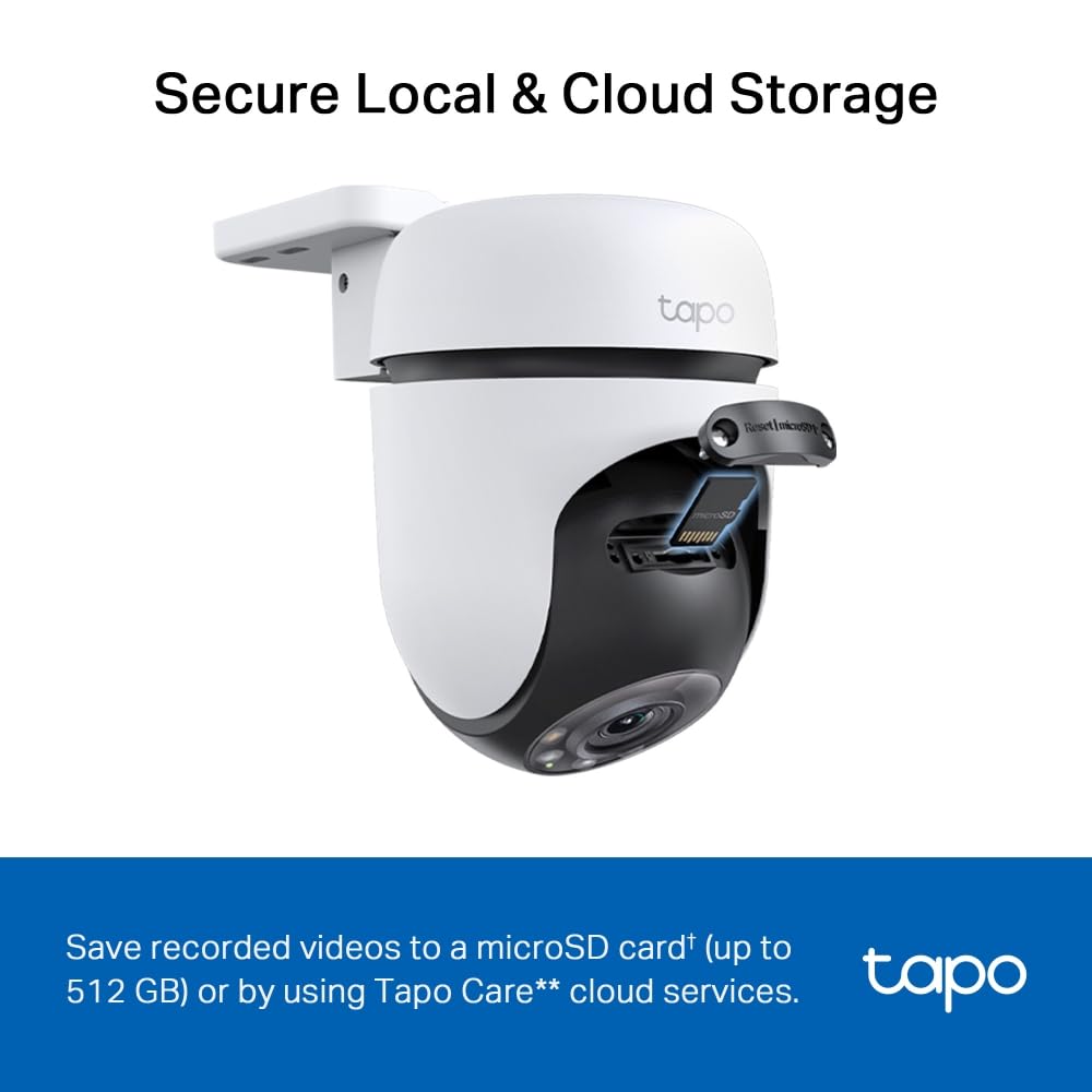 Tp link Tapo Outdoor Pan/Tilt Security Wifi Camera C510W 2K resolution Full Color night vision 360 degree Visual coverage local microSD storage upto 512Gb