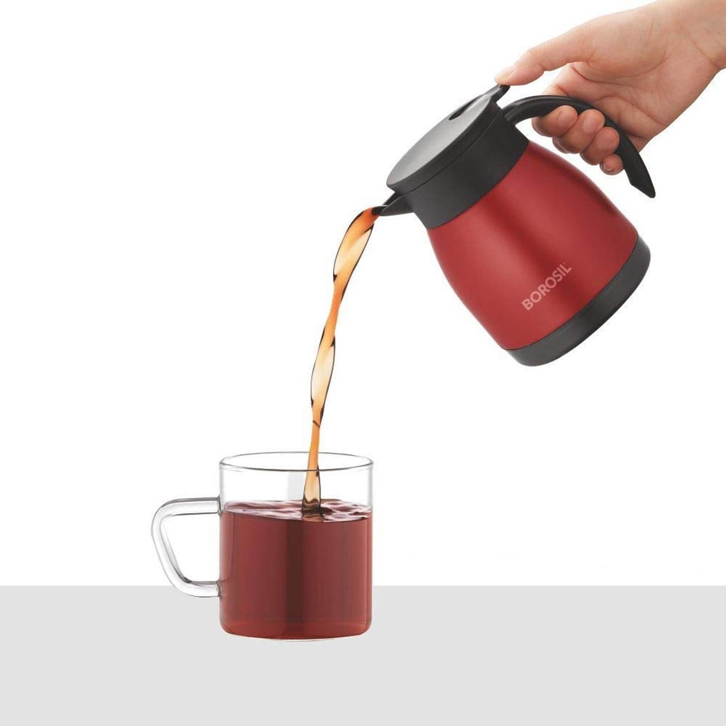 Borosil Stainless Steel 500ml Teapot with Handle | Double Wall Vacuum Insulated Thermosteel Carafe | BPA Free Jug for Tea/Coffee & Juice | 12 Hours Hot & 14 Hours Cold | 1 Year Warranty, Black