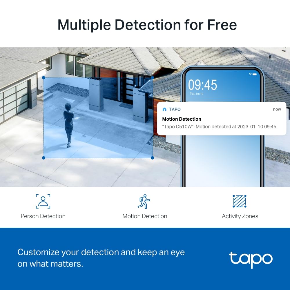 Tp link Tapo Outdoor Pan/Tilt Security Wifi Camera C510W 2K resolution Full Color night vision 360 degree Visual coverage local microSD storage upto 512Gb