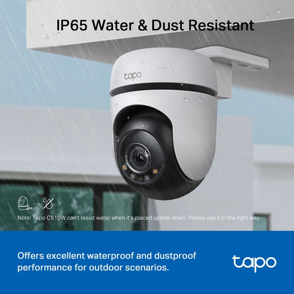 Tp link Tapo Outdoor Pan/Tilt Security Wifi Camera C510W 2K resolution Full Color night vision 360 degree Visual coverage local microSD storage upto 512Gb