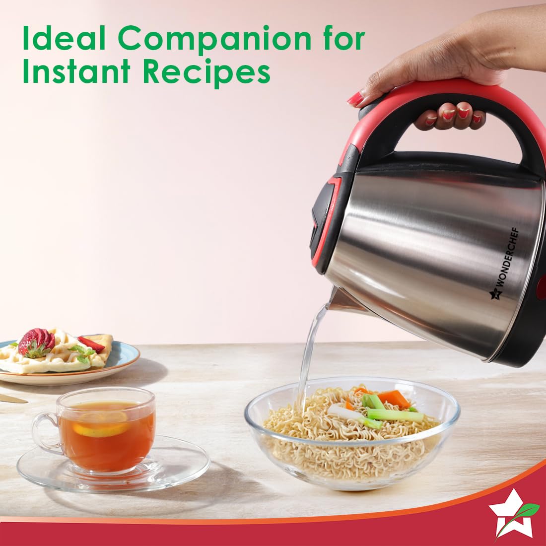 Wonderchef Essenza Electric Kettle | 1.5L | Stainless-steel Body | 1350W | Rapid Boiling in 5 Mins | Boil Water for Tea, Coffee, Instant Recipes | Auto Shut-off | Boil Dry Protection | 2-Year Warranty