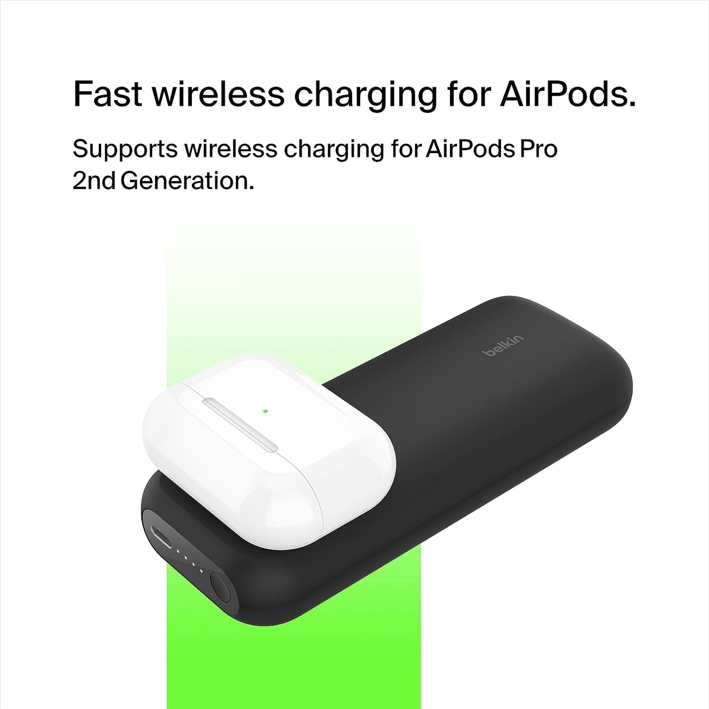Belkin 10000 mAh Power Bank with 7.5W Fast Wireless Apple Watch & AirPods Pro (2nd Generation) Charger, 20W USB-C PD Port - Black-Power Bank-Belkin-computerspace