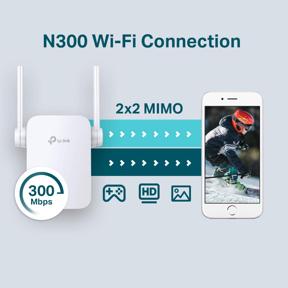 TP-Link TL-WA855RE, Single Band 300Mbps RJ45 Wireless Range Extender, Wi-Fi Booster, Broadband/Wi-Fi Extender, Hotspot with 1 Ethernet Port, Plug and Play, Access Point Mode, 2 External Antennas,White