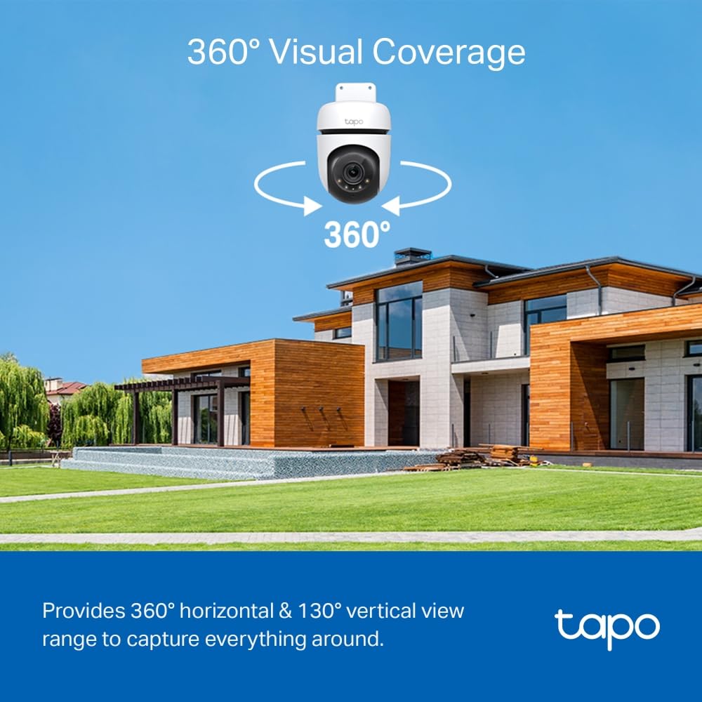 Tp link Tapo Outdoor Pan/Tilt Security Wifi Camera C510W 2K resolution Full Color night vision 360 degree Visual coverage local microSD storage upto 512Gb