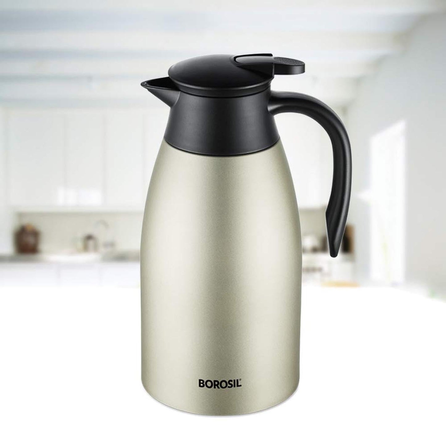 Borosil Stainless Steel 500ml Teapot with Handle | Double Wall Vacuum Insulated Thermosteel Carafe | BPA Free Jug for Tea/Coffee & Juice | 12 Hours Hot & 14 Hours Cold | 1 Year Warranty, Black