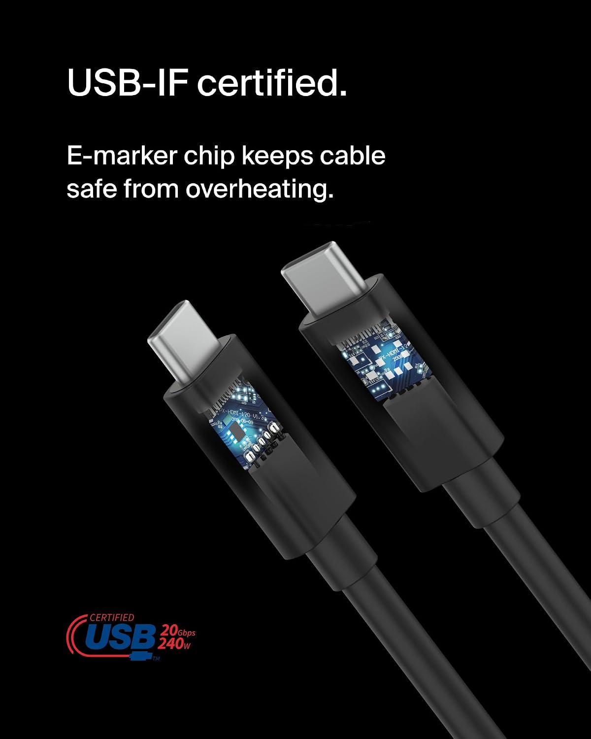 Belkin USB4 240W Cable 20Gbps 1.2M – Thunderbolt Compatible