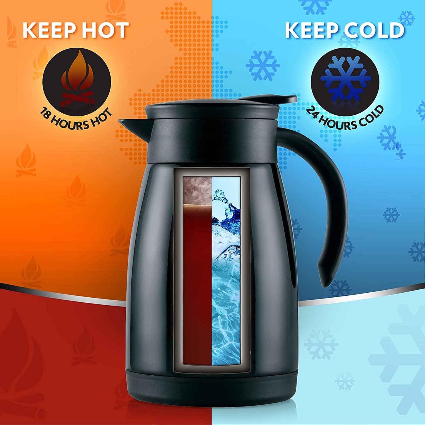 Borosil Stainless Steel 500ml Teapot with Handle | Double Wall Vacuum Insulated Thermosteel Carafe | BPA Free Jug for Tea/Coffee & Juice | 12 Hours Hot & 14 Hours Cold | 1 Year Warranty, Black