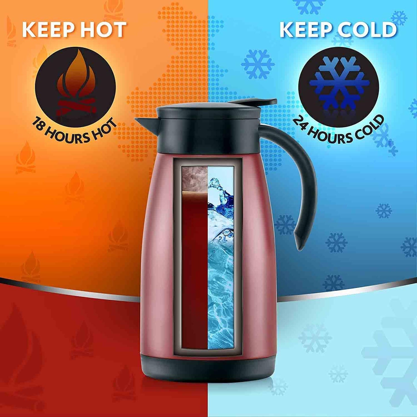 Borosil Stainless Steel 500ml Teapot with Handle | Double Wall Vacuum Insulated Thermosteel Carafe | BPA Free Jug for Tea/Coffee & Juice | 12 Hours Hot & 14 Hours Cold | 1 Year Warranty, Black