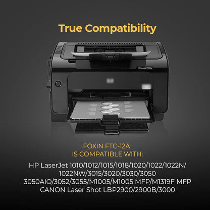 Foxin FTC 12A Laser Printer Cartridge Compatible with 1020, M1005, 1018, 1010, 1012, 1015, 1022, 1022N, 1022NW, 3015, 3020, 3030, 3050, 3050Z, 3052, 3055 / 12A Cartridge/Black-Toners-Foxin-computerspace