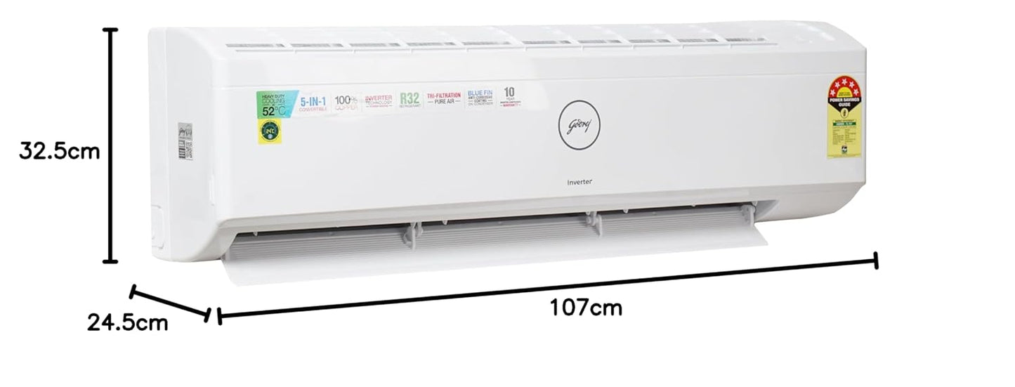 Godrej 1.5 Ton 5 Star Split Inverter AC – Silent Operation, 4-Way Swing (18ITC5, 2025 Model)