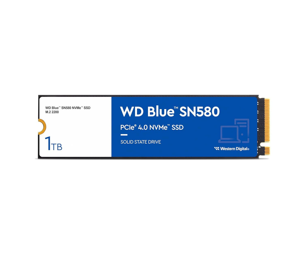 Western Digital WD Blue SN580 NVMe 1TB, Upto 4150MB/s, 5 Y Warranty, PCIe Gen 4 NVMe M.2 (2280), Internal Solid State Drive (SSD) (WDS100T3B0E)-ssd-WESTERN DIGITAL-computerspace