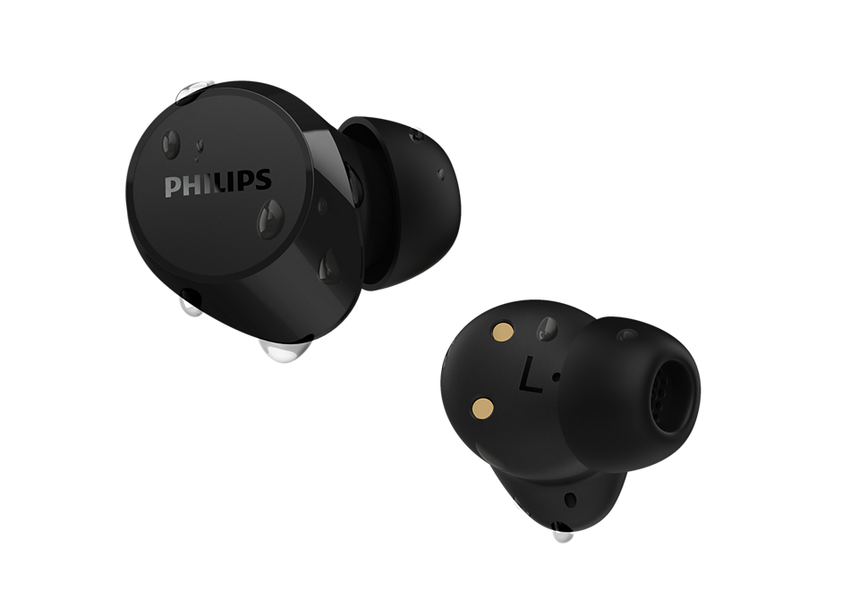 Philips True Wireless Headphones TAT1209BK/00 Up to 18 hours of play time with the case IPX4 splash and sweat resistant Black