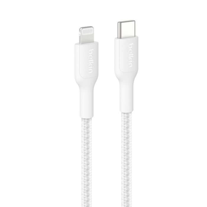 Belkin Braided Lightning to USB-C Cable 2M White – Fast Charge