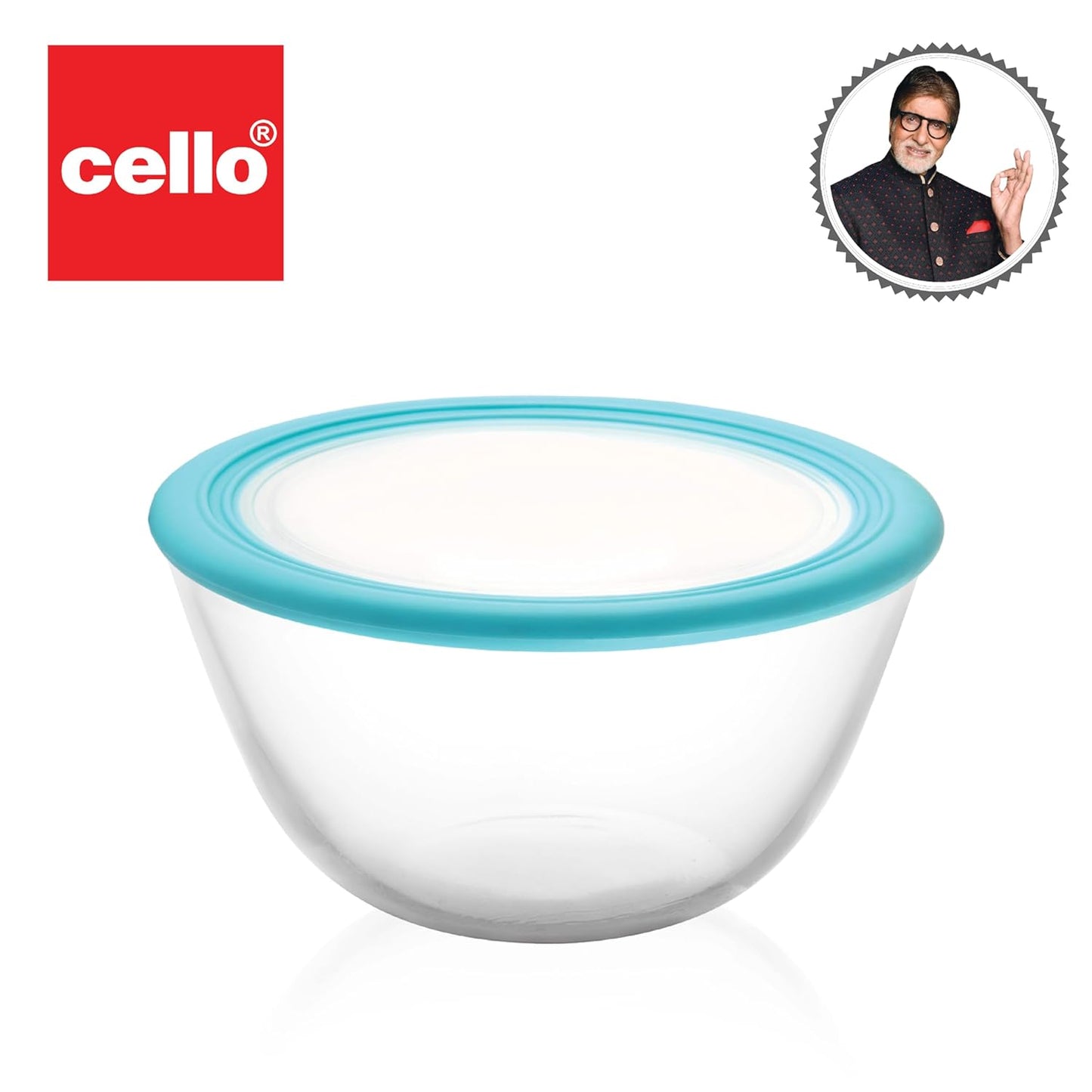 CELLO Ornella Toughened Glass Mixing Bowl Without Lid | Microwave Safe & Dishwasher Safe | Clear & Non- Porous Glass | Scratch Resistant | Transparent
