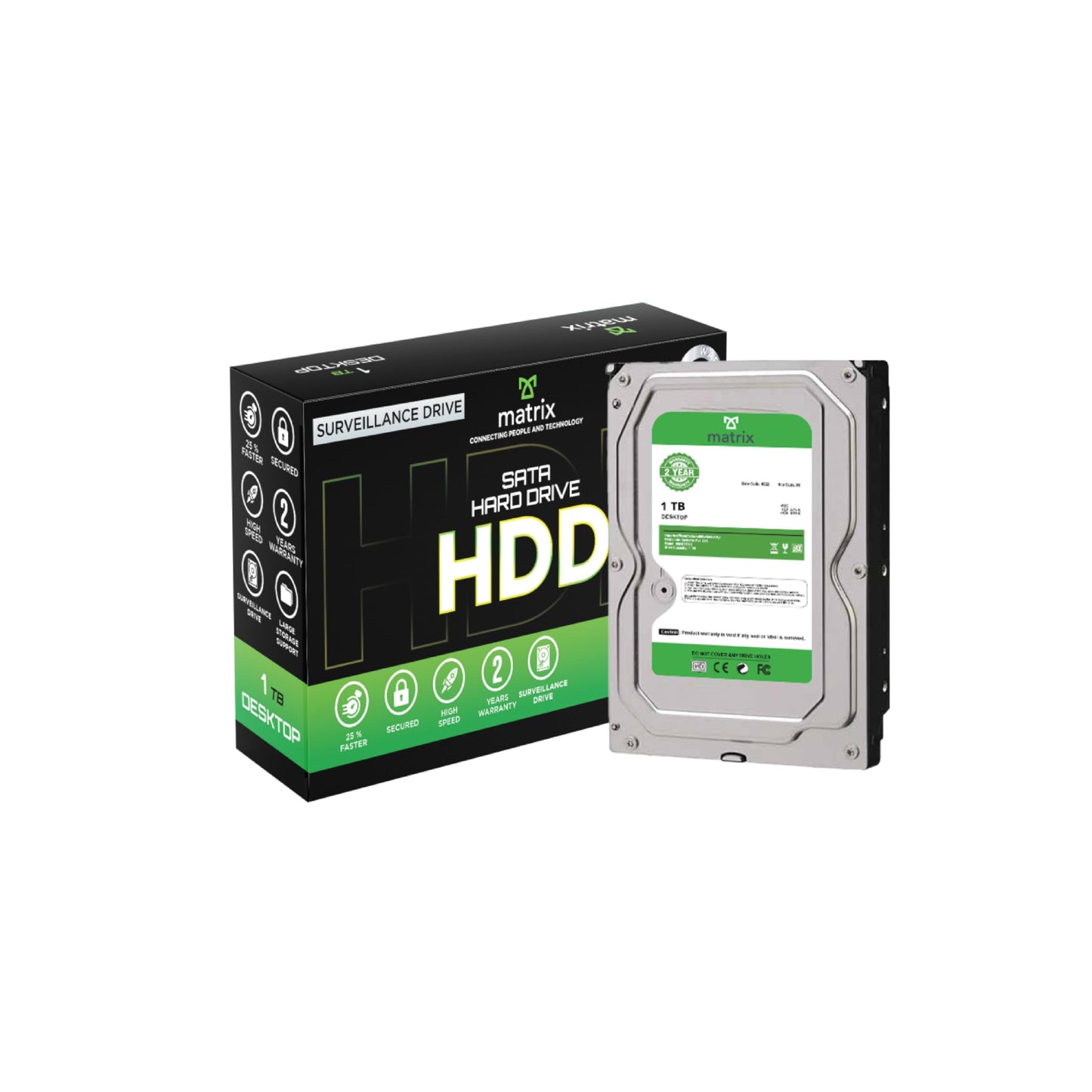 Matrix 1TB SATA Hard Drive for Desktop (HDD) 3.5 Inch SATA 6 GB/s 7200 RPM, 2 Year Warranty