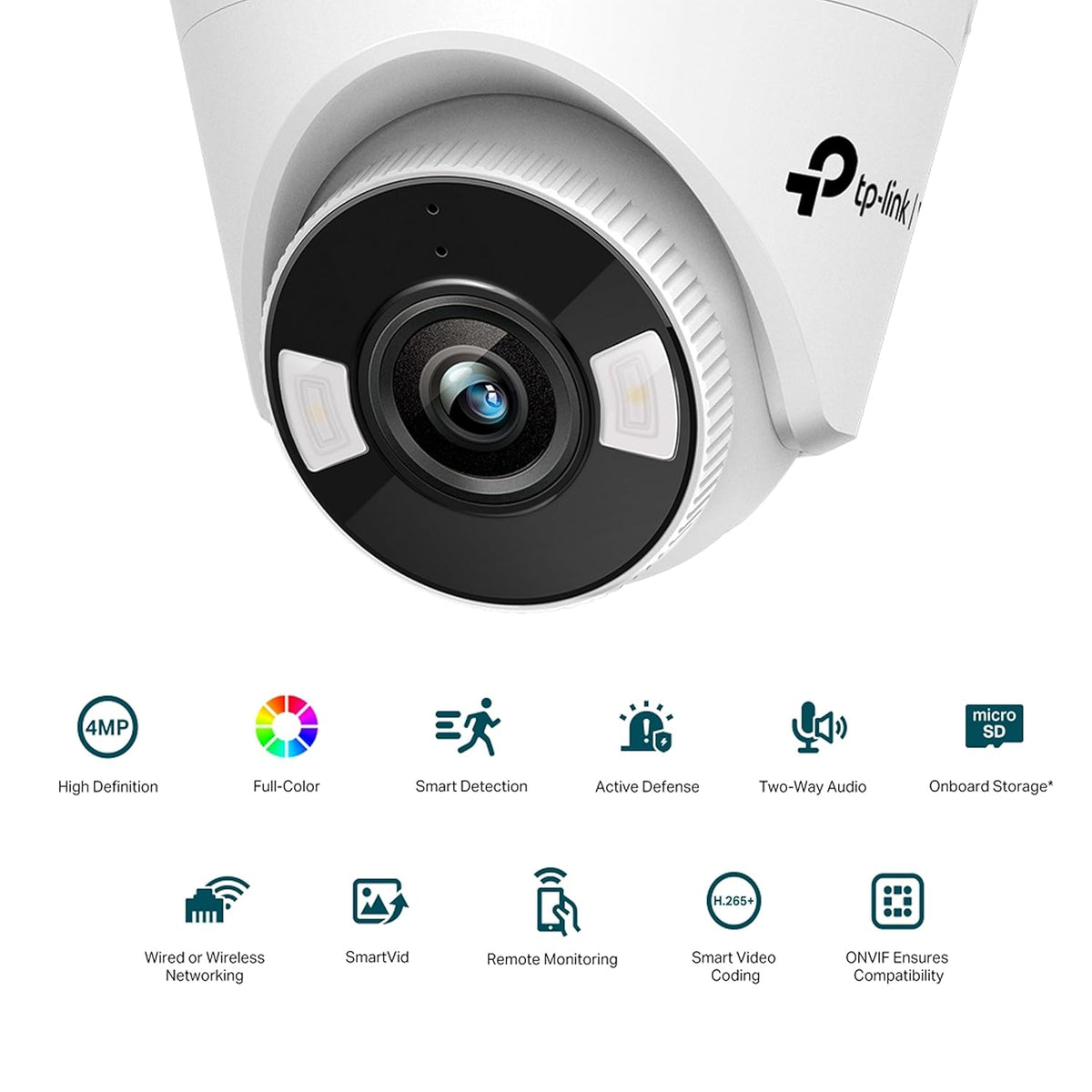 TP-Link VIGI C440 2.8mm Lens Smart Security Camera | 4MP Ultra HD Full-Color Turret Network Camera | Smart Detection | ONVIF | H.265+ | PoE/12V DC CCTV | Remote Monitoring/Pan/Tilt