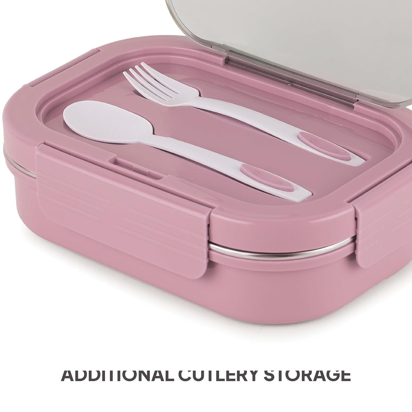 CELLO Lunch Buddy Insulated Lunch Box with Plastic Spoon and Fork | 100% Food Grade | Leak Proof and Break Resistant | Ideal for College,Office, Outdoor Activities | 925 ml, Pink