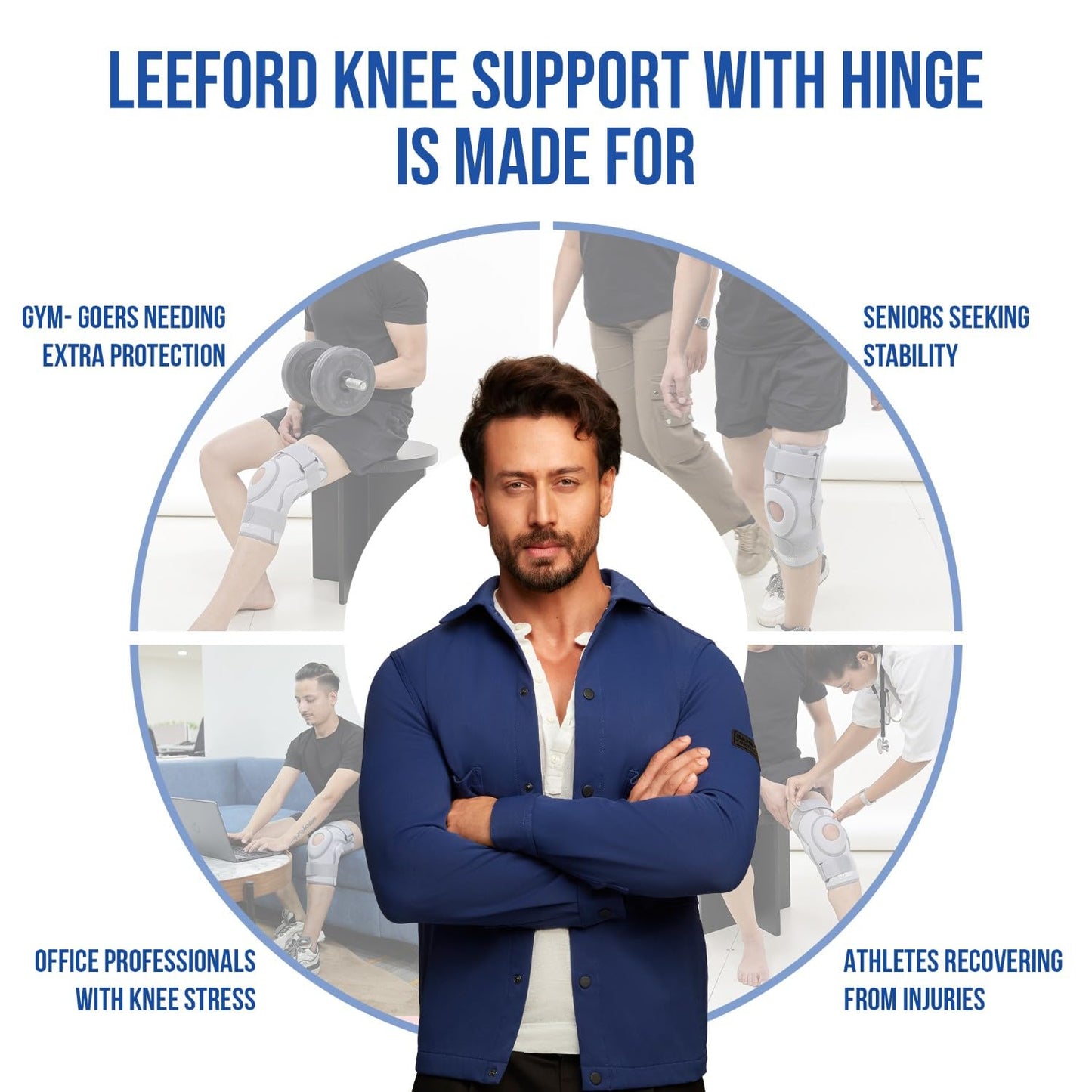 Leeford Ortho Hinged Knee Brace – Neoprene Support for Men & Women (Size M)