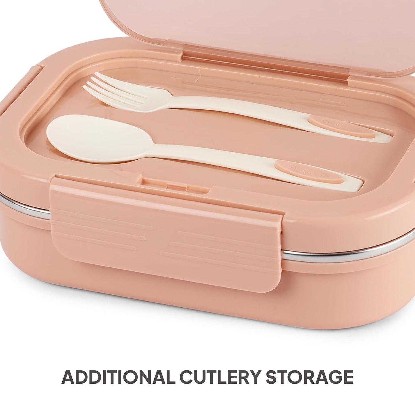 CELLO Lunch Buddy Insulated Lunch Box with Plastic Spoon and Fork | 100% Food Grade | Leak Proof and Break Resistant | Ideal for College,Office, Outdoor Activities | 925 ml, Pink