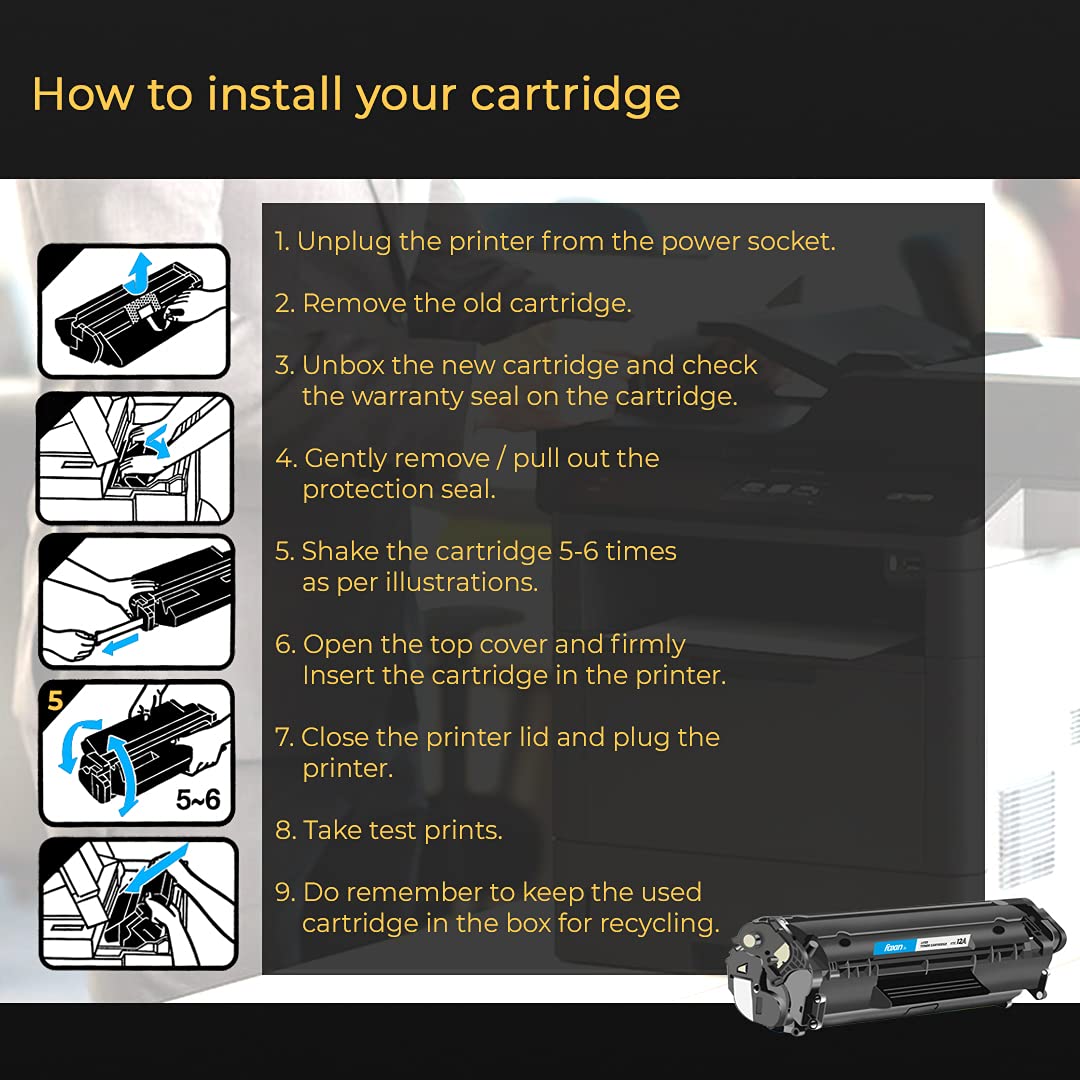 Foxin FTC 12A Laser Printer Cartridge Compatible with 1020, M1005, 1018, 1010, 1012, 1015, 1022, 1022N, 1022NW, 3015, 3020, 3030, 3050, 3050Z, 3052, 3055 / 12A Cartridge/Black-Toners-Foxin-computerspace