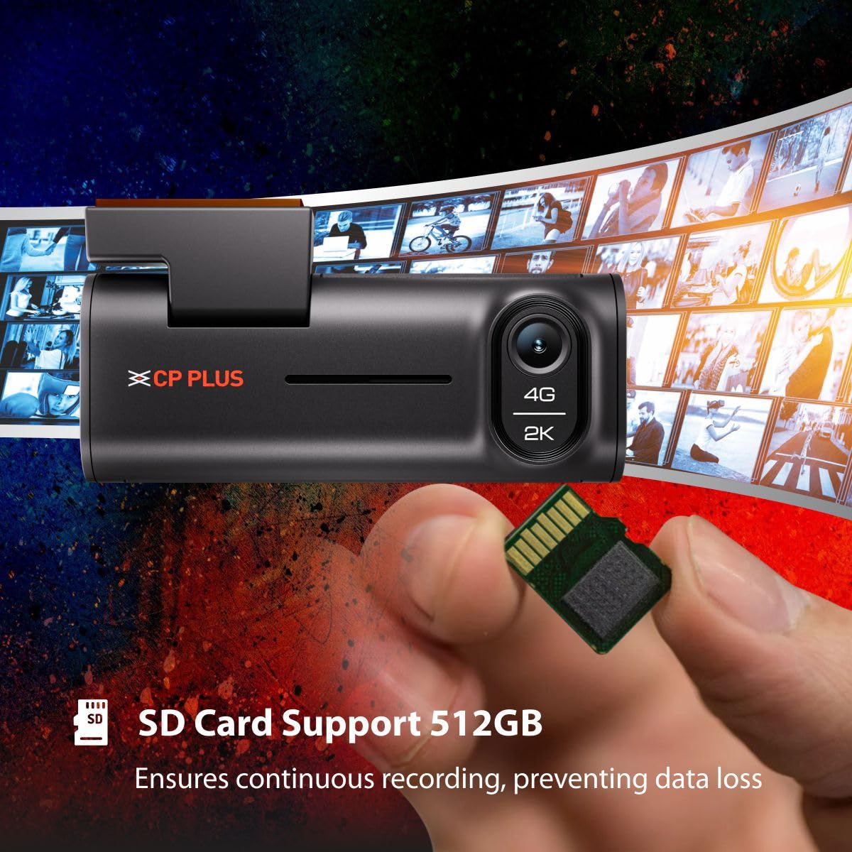 CP PLUS 2K 4G Dashcam | 4MP Resolution| Live GPS Tracking | 4G LTE Connectivity & Built-in Microphone | Supports G Sensor | Supports SD Card Upto 512GB Max | CP-G41