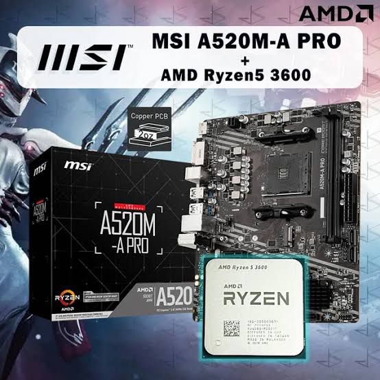 AMD Ryzen 3600 MSI A520M-A PRO Gaming Motherboard Combo kit