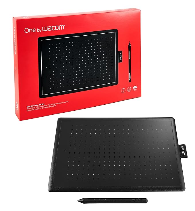 Wacom One by CTL-672 Medium 8.5-inch x 5.3-inch Graphic Tablet (Red/Black)