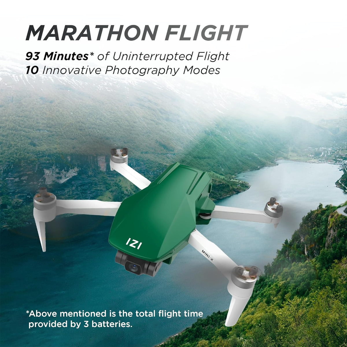IZI Mini X Nano Fly More Combo 4K Camera Drone UHD 20MP, CMOS,4KM Live Video, 93-min Flight Time, GPS, 3-Axis Gimbal, 10+Flight Modes, 3xSmart Battery, Fast Tri-Charger, Under 249g UAV - 1 Yr Warranty