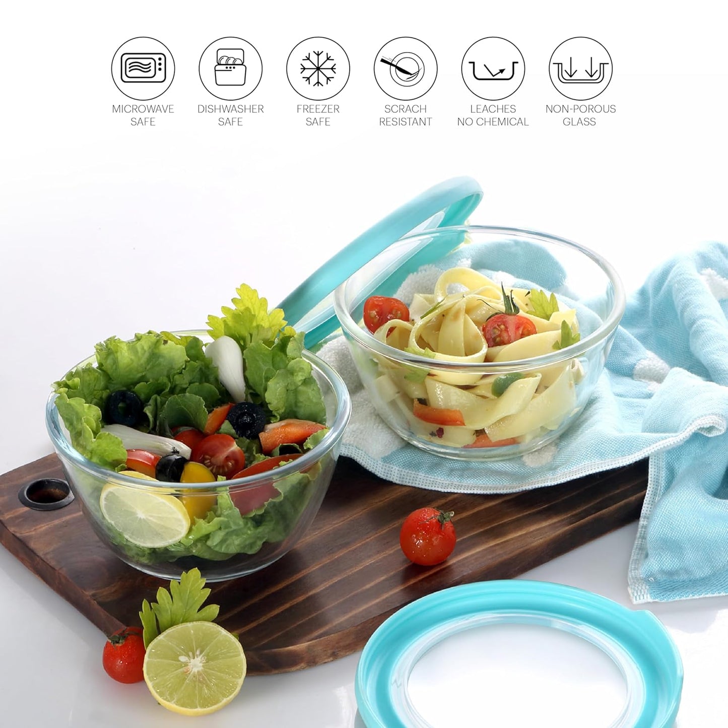 CELLO Ornella Toughened Glass Mixing Bowl Without Lid | Microwave Safe & Dishwasher Safe | Clear & Non- Porous Glass | Scratch Resistant | Transparent