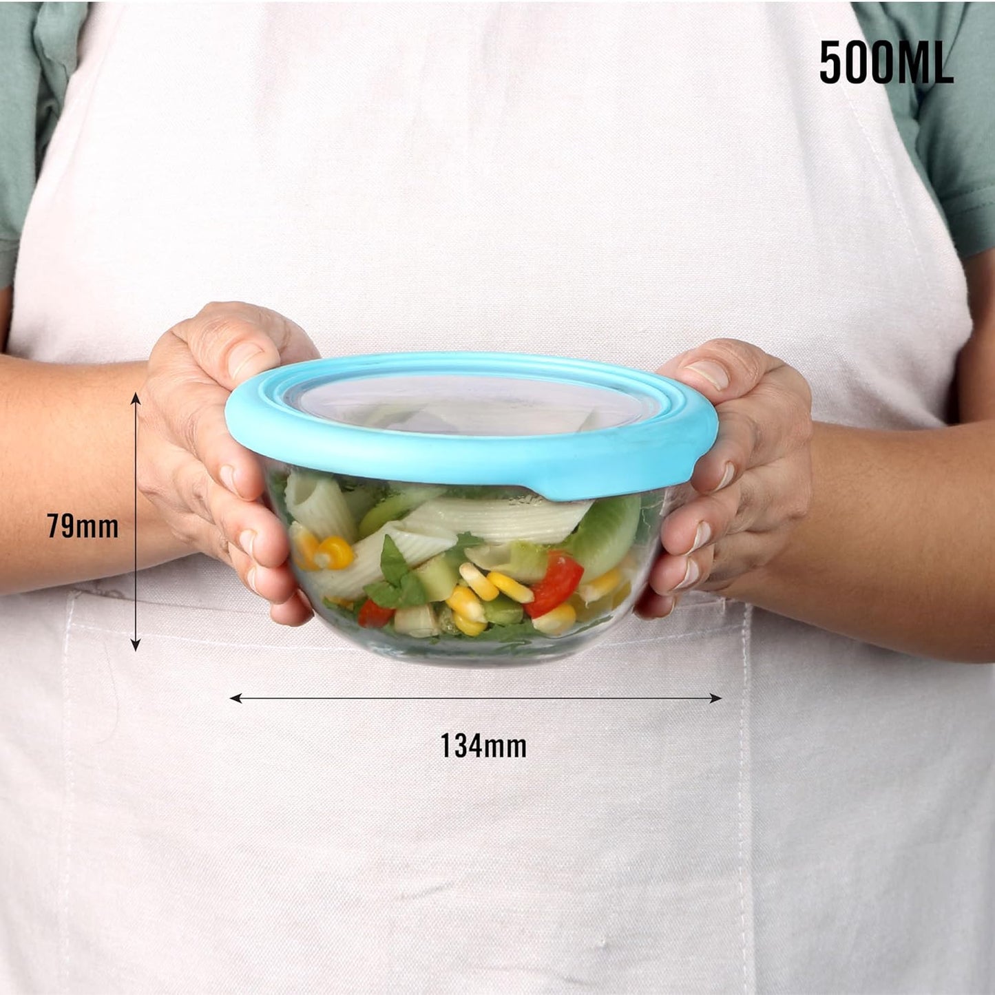 CELLO Ornella Toughened Glass Mixing Bowl Without Lid | Microwave Safe & Dishwasher Safe | Clear & Non- Porous Glass | Scratch Resistant | Transparent