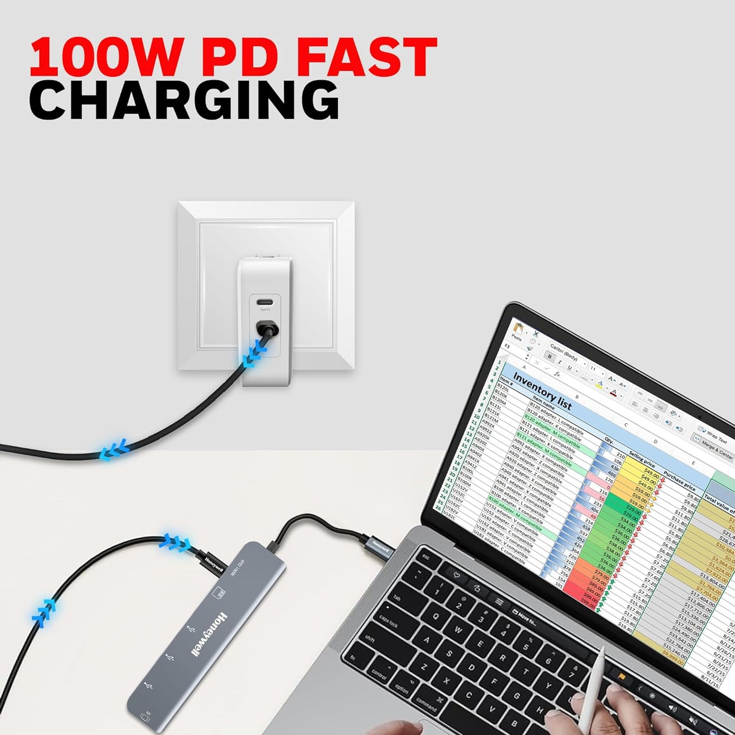 Honeywell Newly Launched 7-in-1 TypeC Docking Station with 4K HDMI,1xUSB 3.0,2xUSB 2.0 & TypeC 3.0 PD Charging 100W Port, SD & Micro SD Slot, for All Type C Devices- MacBook Laptop, PC, Thunderbolt 3-Dock Station-Honeywell-computerspace