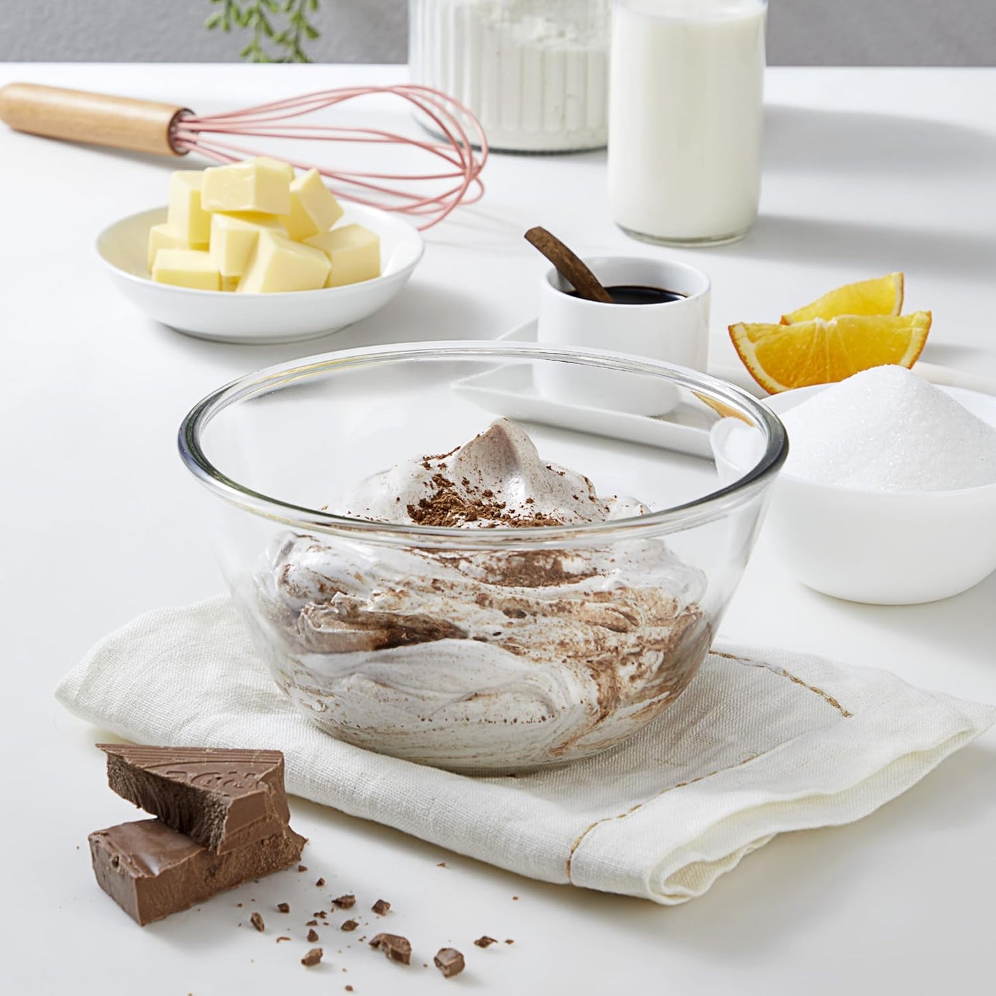 CELLO Ornella Toughened Glass Mixing Bowl Without Lid | Microwave Safe & Dishwasher Safe | Clear & Non- Porous Glass | Scratch Resistant | Transparent