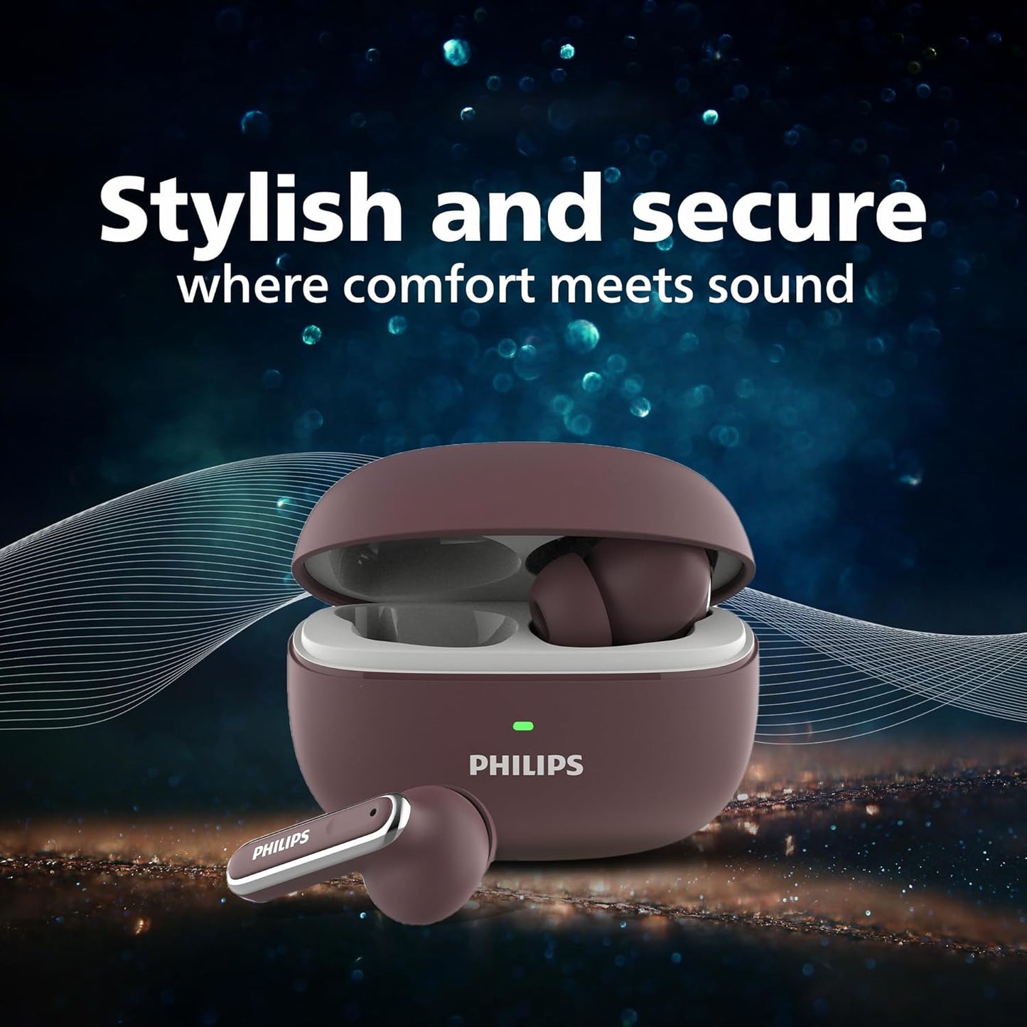 PHILIPS TAT1150BK/94 Premium Wireless Earbuds with ANC, Quad Mic ENC, Up to 55 Hr Playtime,13mm Neodymium Drivers,Multipoint, ergonomically Designed,IPX5 Water Resistance,Fast Charging (Deep Black)